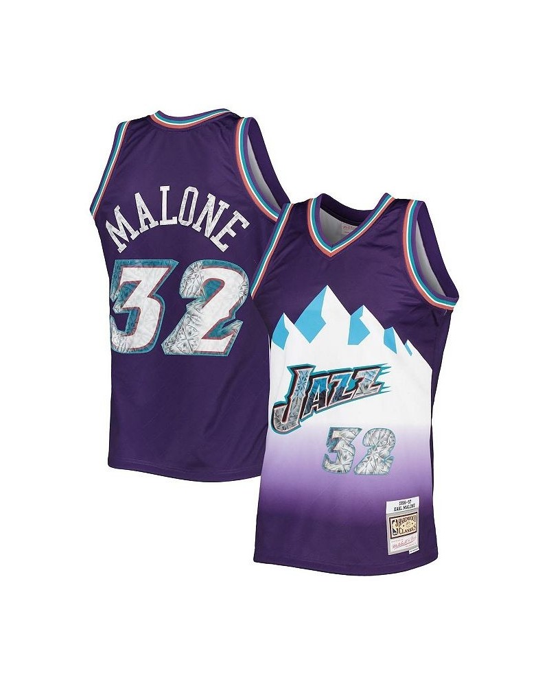 Men's Karl Malone Purple Utah Jazz 1996-97 Hardwood Classics 75th Anniversary Diamond Swingman Jersey $94.50 Jersey