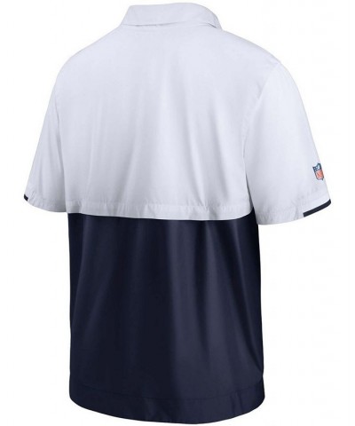 Men's White and Navy Tennessee Titans Sideline Coaches Half-Zip Short Sleeve Jacket $39.20 Jackets