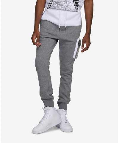 Men's Big and Tall Top Block Cargo Fleece Joggers Gray 1 $36.04 Pants