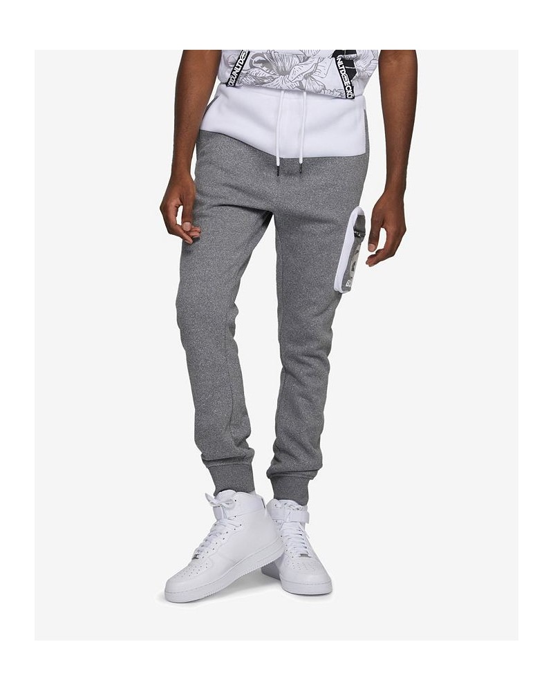 Men's Big and Tall Top Block Cargo Fleece Joggers Gray 1 $36.04 Pants