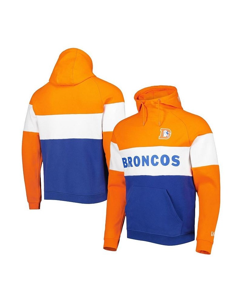 Men's Royal, Orange Denver Broncos Colorblock Throwback Pullover Hoodie $30.36 Sweatshirt