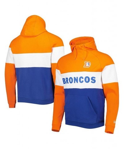 Men's Royal, Orange Denver Broncos Colorblock Throwback Pullover Hoodie $30.36 Sweatshirt