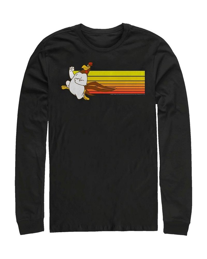 Men's Looney Tunes Foghorn Jog Long Sleeve Crew T-shirt Black $19.20 T-Shirts