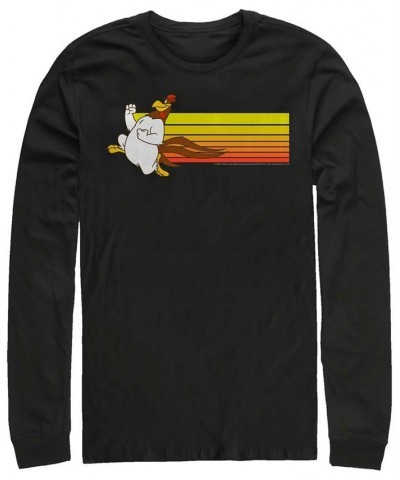 Men's Looney Tunes Foghorn Jog Long Sleeve Crew T-shirt Black $19.20 T-Shirts