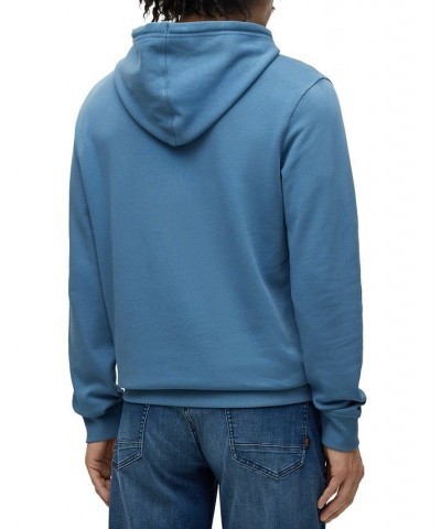 BOSS Men's French-Terry-Cotton Hooded with Logo Patch Sweatshirt Blue $67.62 Sweatshirt