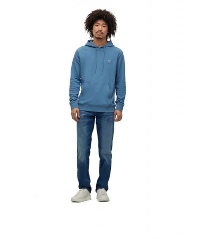 BOSS Men's French-Terry-Cotton Hooded with Logo Patch Sweatshirt Blue $67.62 Sweatshirt