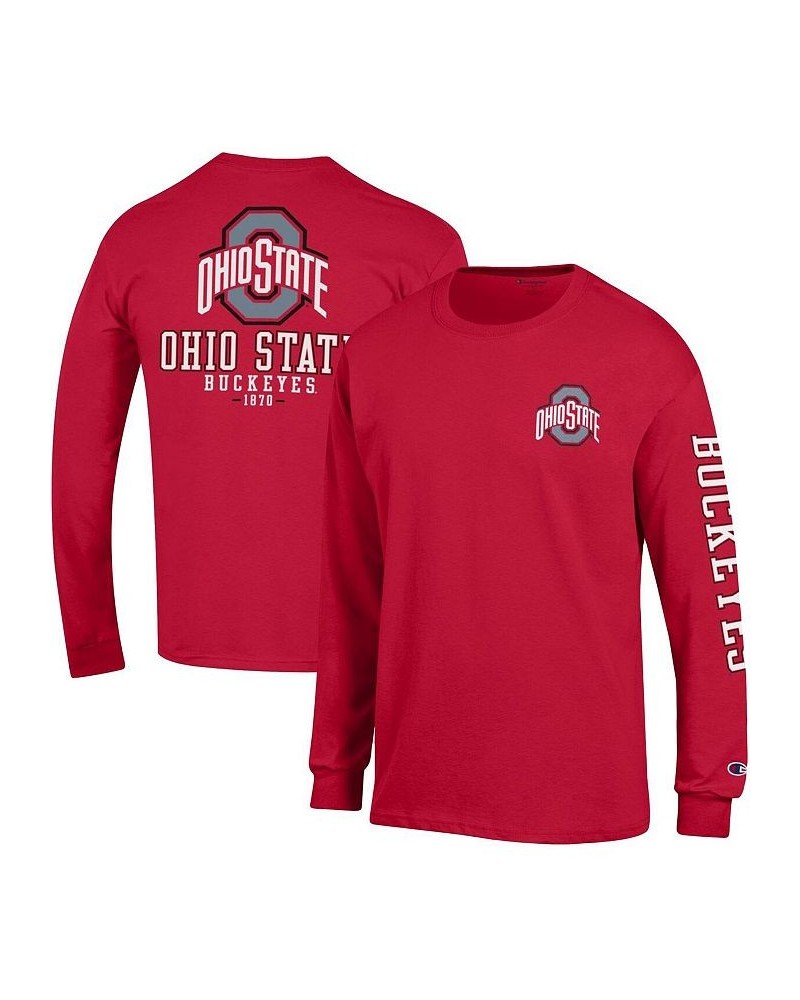 Men's Scarlet Ohio State Buckeyes Team Stack 3-Hit Long Sleeve T-shirt $28.99 T-Shirts