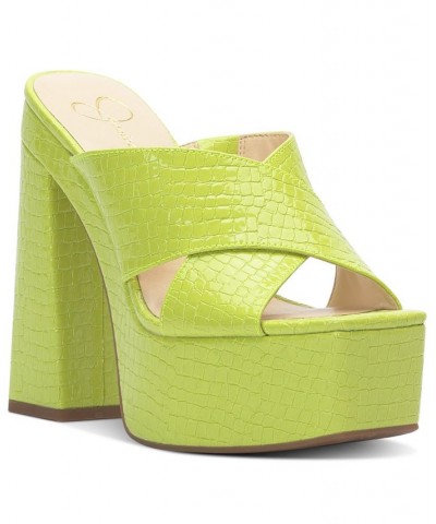 Women's Basima Crisscross Platform Sandals Green $53.41 Shoes