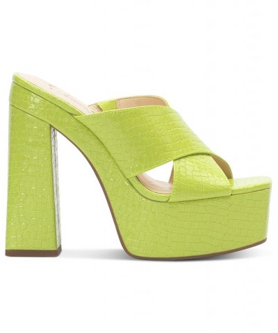 Women's Basima Crisscross Platform Sandals Green $53.41 Shoes