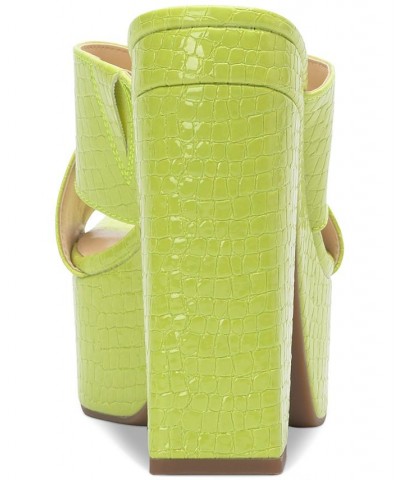 Women's Basima Crisscross Platform Sandals Green $53.41 Shoes