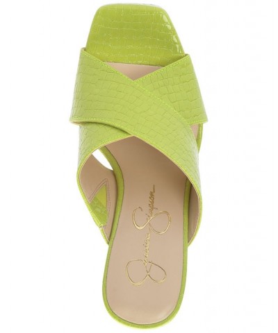 Women's Basima Crisscross Platform Sandals Green $53.41 Shoes