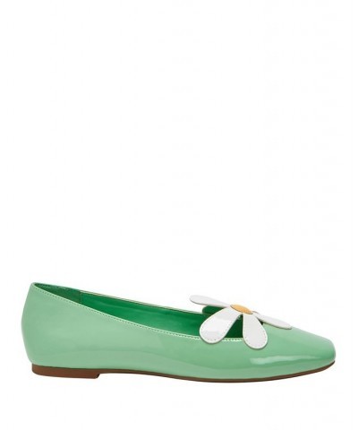 Women's The Evie Daisy Slip-On Flats Green $52.47 Shoes