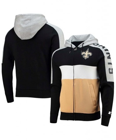 Men's Black, Gold-Tone New Orleans Saints Playoffs Color Block Full-Zip Hoodie $41.40 Sweatshirt