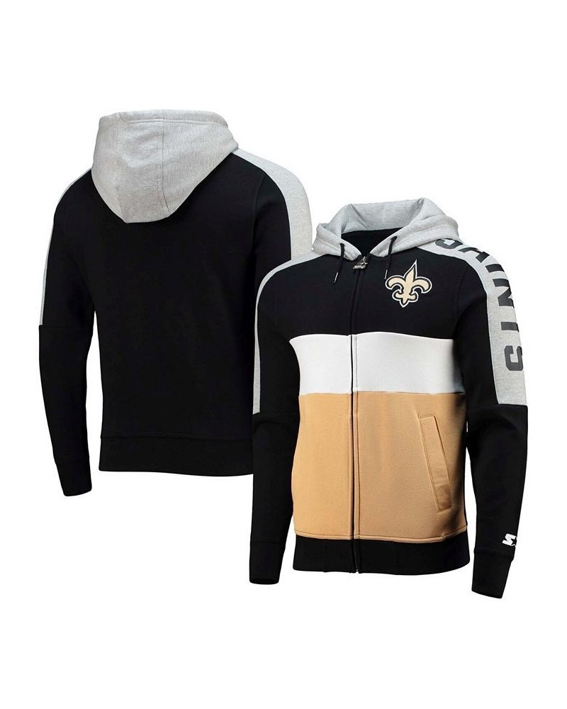 Men's Black, Gold-Tone New Orleans Saints Playoffs Color Block Full-Zip Hoodie $41.40 Sweatshirt