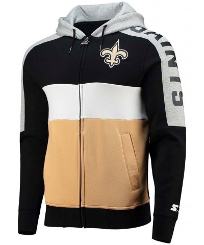 Men's Black, Gold-Tone New Orleans Saints Playoffs Color Block Full-Zip Hoodie $41.40 Sweatshirt