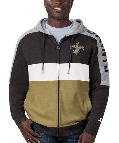 Men's Black, Gold-Tone New Orleans Saints Playoffs Color Block Full-Zip Hoodie $41.40 Sweatshirt