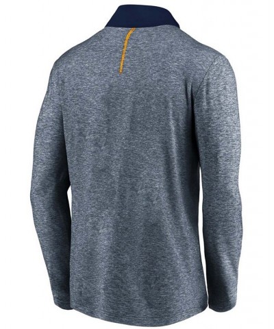 Men's Heathered Navy Milwaukee Brewers Iconic Marble Clutch Half-Zip Jacket $34.85 Sweatshirt