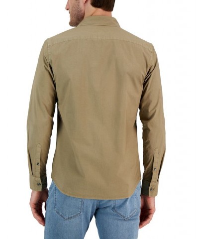 Men's Slim-Fit Solid Garment Dyed Long-Sleeve Button-Up Shirt Yellow $37.74 Shirts