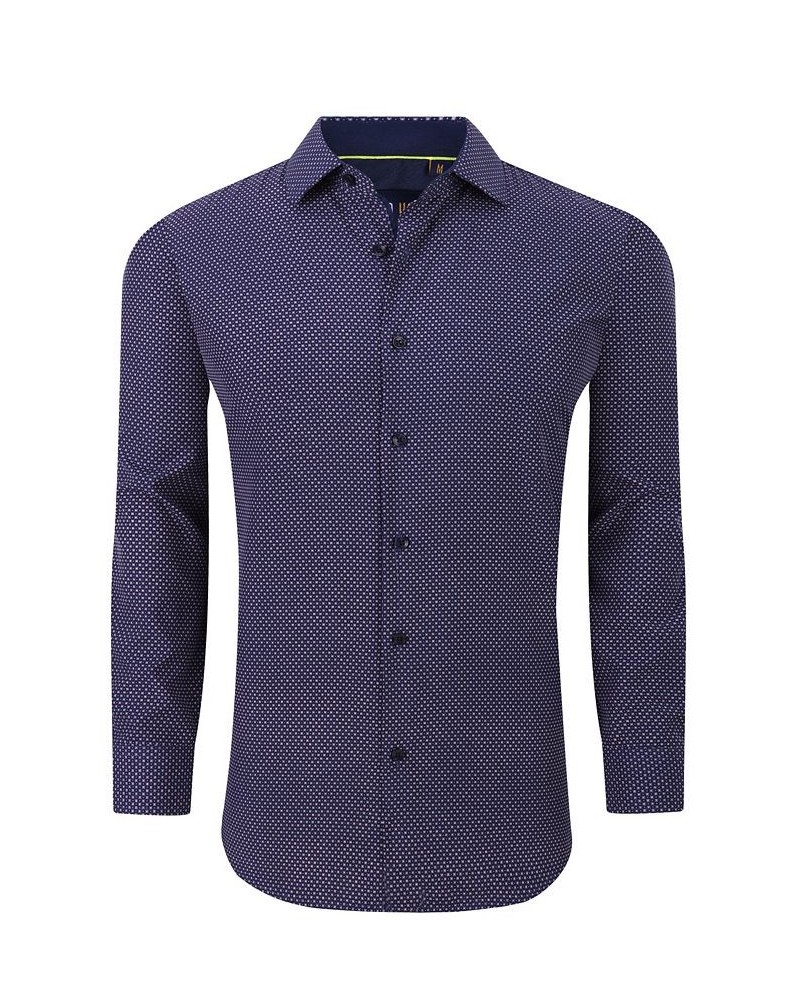 Men's Geometric Four-Way Stretch Button Down Shirt Navy Geometric $18.54 Shirts