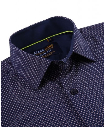 Men's Geometric Four-Way Stretch Button Down Shirt Navy Geometric $18.54 Shirts