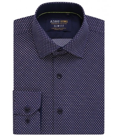 Men's Geometric Four-Way Stretch Button Down Shirt Navy Geometric $18.54 Shirts