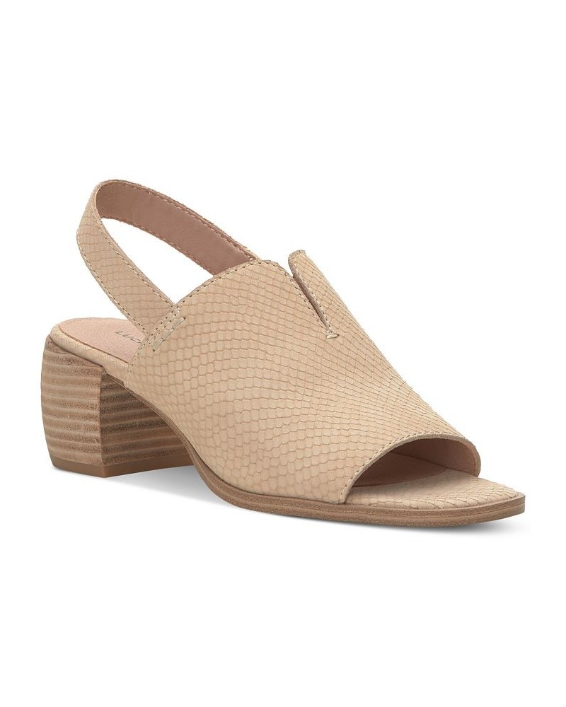 Women's Jaila Block-Heel Slingback Shooties Tan/Beige $52.36 Shoes