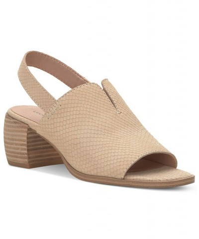 Women's Jaila Block-Heel Slingback Shooties Tan/Beige $52.36 Shoes