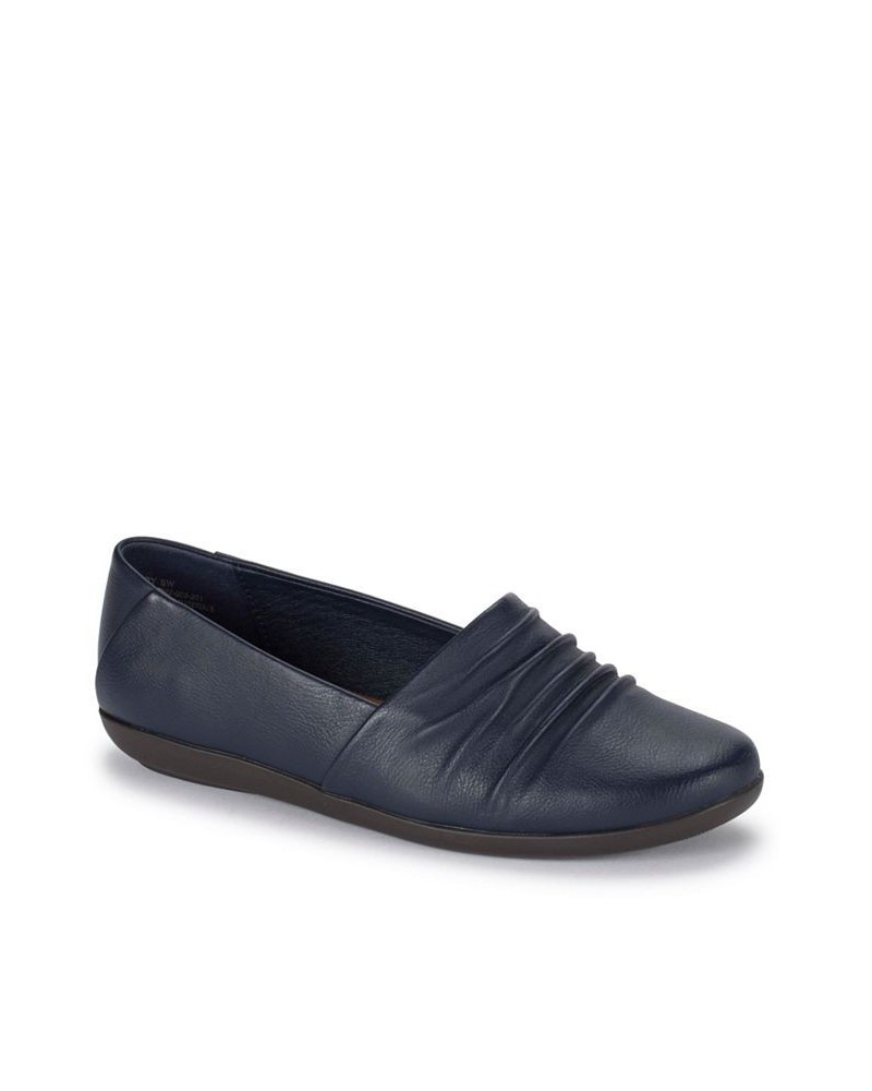 Women's Piper Slip On Flats Blue $32.39 Shoes