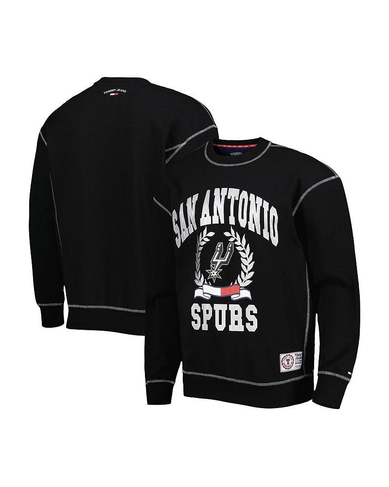 Men's Black San Antonio Spurs Peter French Terry Pullover Crew Sweatshirt $28.70 Sweatshirt