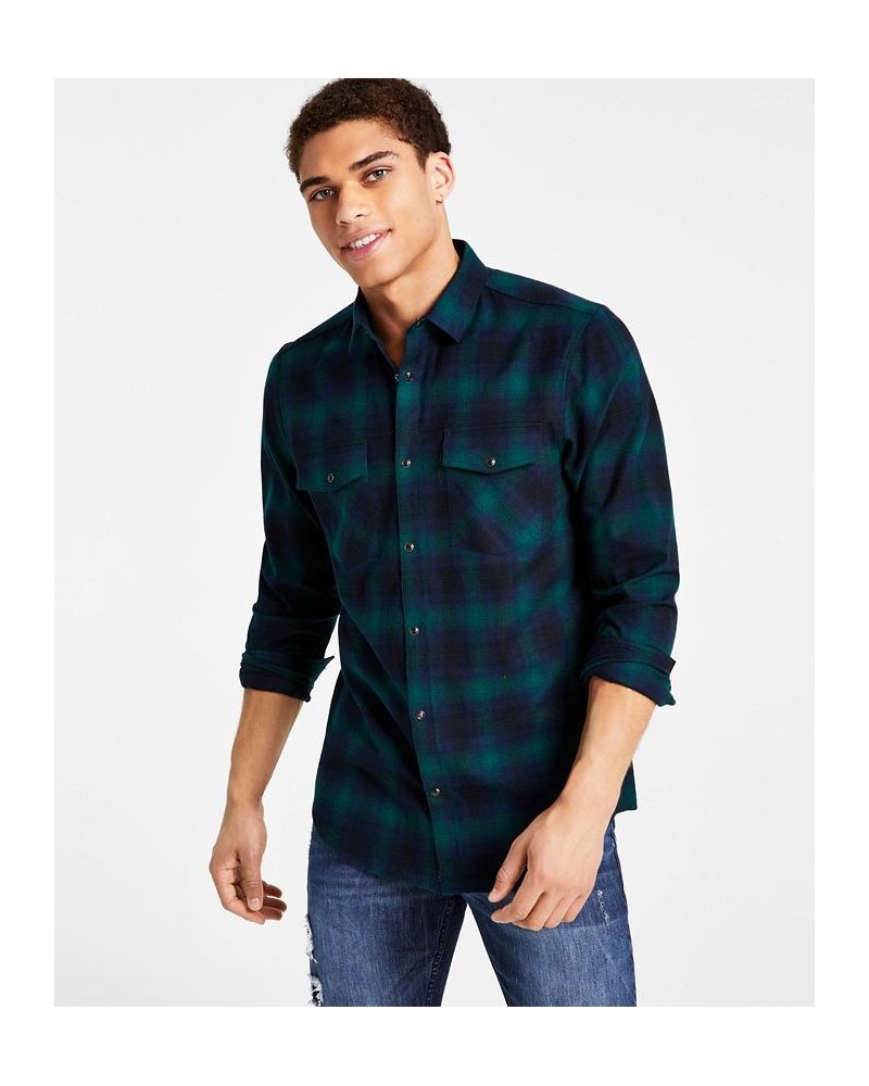 Men's Nume Classic-Fit Plaid Button-Down Shirt Green $21.56 Shirts