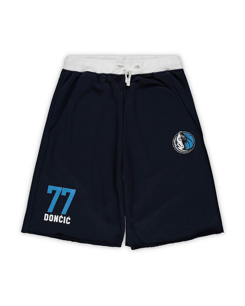 Men's Luka Doncic Navy Dallas Mavericks Big and Tall French Terry Name and Number Shorts $18.80 Shorts