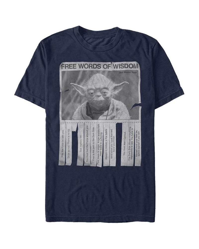 Men's Star Wars Words Of Wisdom Short Sleeve T-Shirt Blue $15.40 T-Shirts