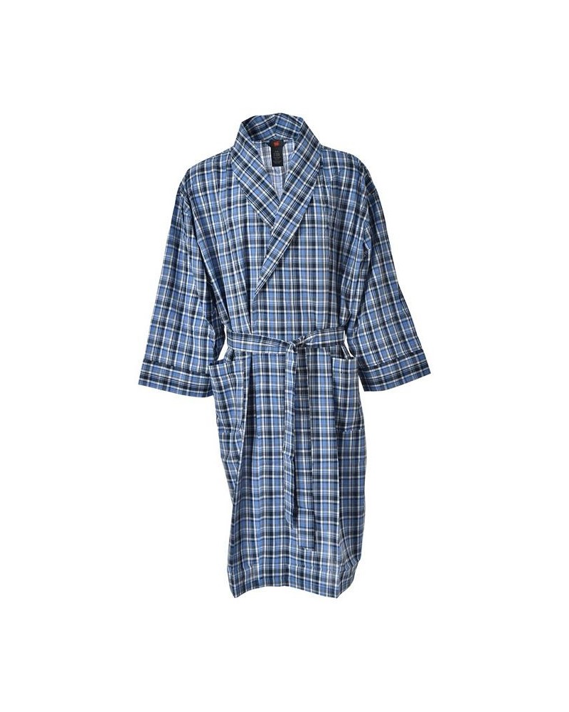 Hanes Men's Big and Tall Woven Shawl Robe Blue Plaid $14.80 Pajama