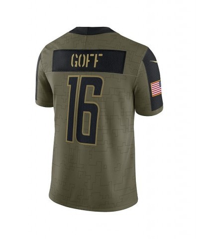 Men's Jared Goff Olive Detroit Lions 2021 Salute To Service Limited Player Jersey $64.39 Jersey