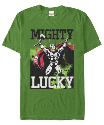 Men's Mighty Luck Thor Short Sleeve Crew T-shirt Green $18.19 T-Shirts