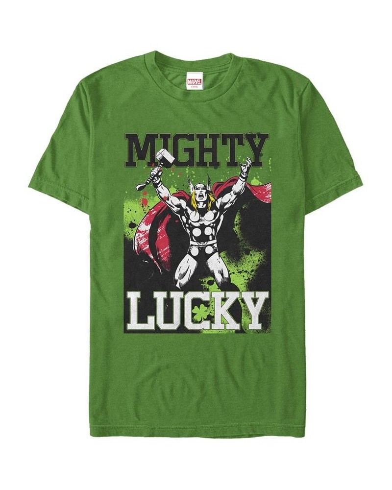 Men's Mighty Luck Thor Short Sleeve Crew T-shirt Green $18.19 T-Shirts