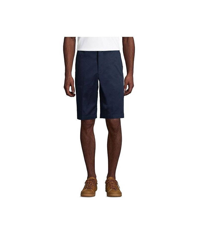 School Uniform Men's Plain Front Blend Chino Shorts Blue $29.97 Shorts