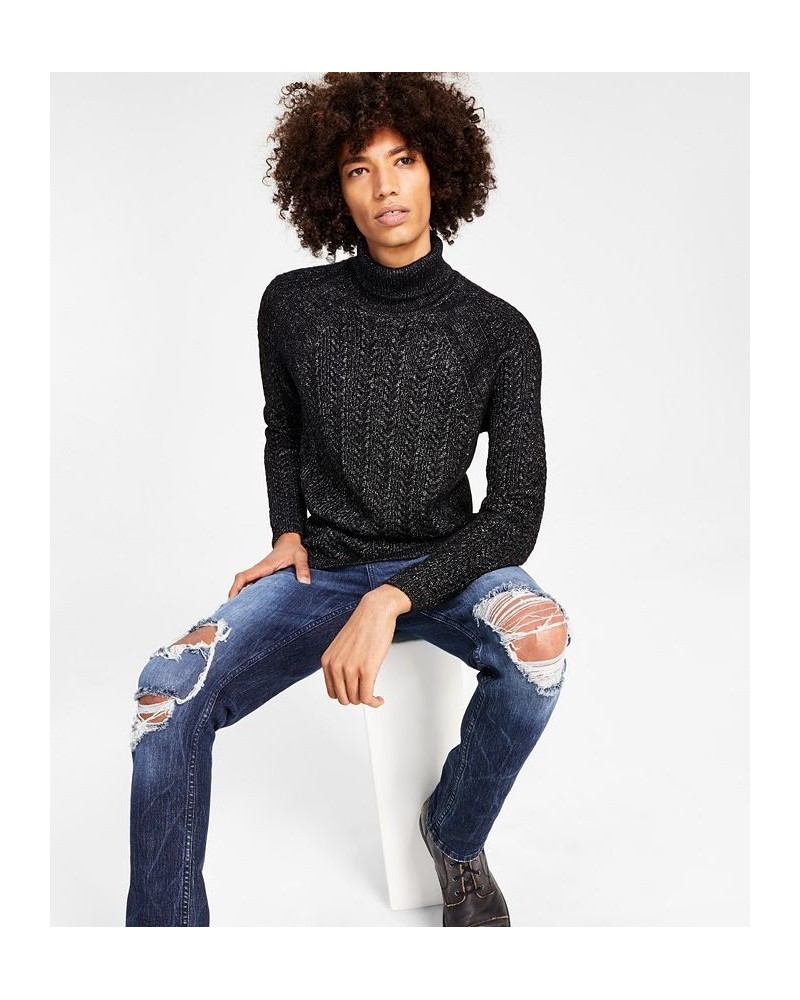 Men's Classic-Fit Metallic Cable-Knit Turtleneck Sweater Black $18.49 Sweaters