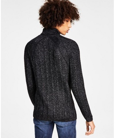 Men's Classic-Fit Metallic Cable-Knit Turtleneck Sweater Black $18.49 Sweaters