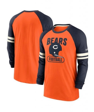 Men's Orange and Navy Chicago Bears Throwback Raglan Long Sleeve T-shirt $23.46 T-Shirts