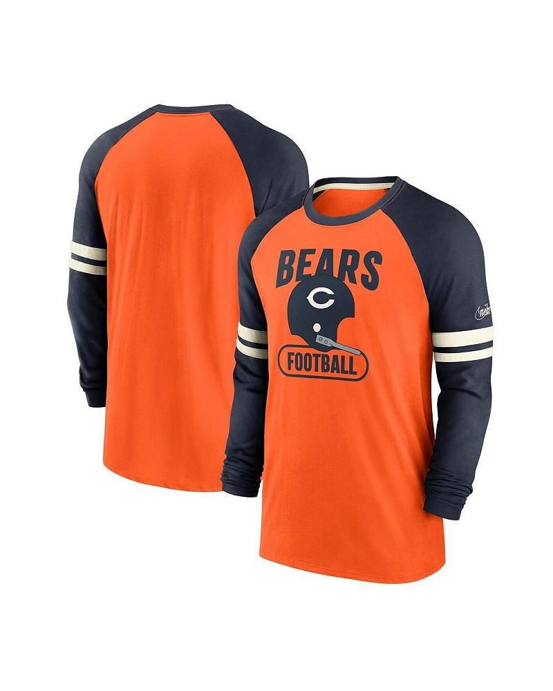 Men's Orange and Navy Chicago Bears Throwback Raglan Long Sleeve T-shirt $23.46 T-Shirts