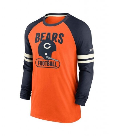 Men's Orange and Navy Chicago Bears Throwback Raglan Long Sleeve T-shirt $23.46 T-Shirts