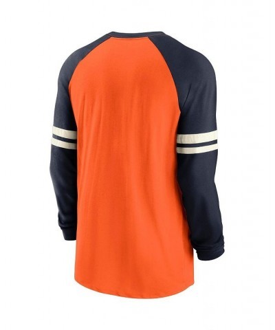 Men's Orange and Navy Chicago Bears Throwback Raglan Long Sleeve T-shirt $23.46 T-Shirts