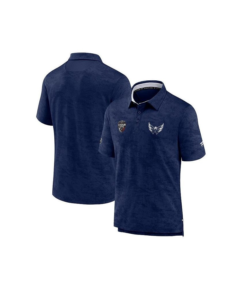 Men's Branded Navy Washington Capitals 2023 NHL Stadium Series Authentic Pro Polo Shirt $45.89 Polo Shirts