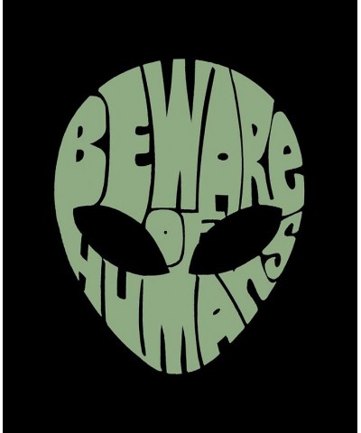 Men's Beware of Humans Word Art Crew Neck Sweatshirt Black $25.00 Sweatshirt