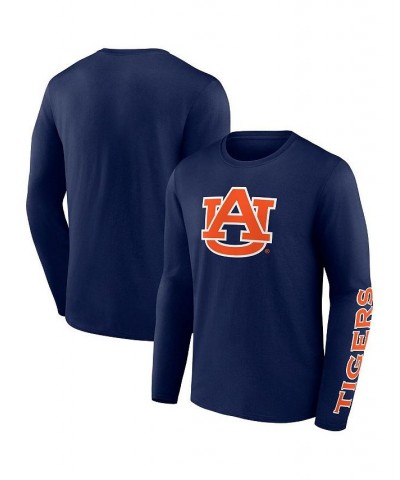 Men's Branded Navy Auburn Tigers Double Time 2-Hit Long Sleeve T-shirt $18.90 T-Shirts