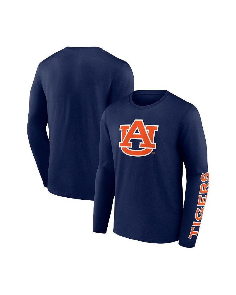 Men's Branded Navy Auburn Tigers Double Time 2-Hit Long Sleeve T-shirt $18.90 T-Shirts