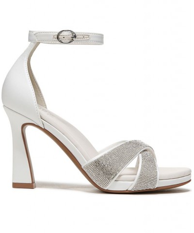 Lizbeth2 Ankle Strap Sandals Satin Pearl/Silver Satin/Stones $63.00 Shoes