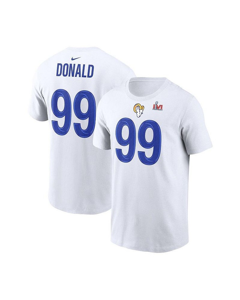 Men's Aaron Donald White Los Angeles Rams Super Bowl LVI Name Number T-shirt $20.09 T-Shirts