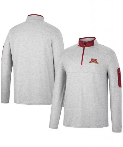 Men's Heathered Gray, Maroon Minnesota Golden Gophers Country Club Windshirt Quarter-Zip Jacket $35.74 Sweatshirt